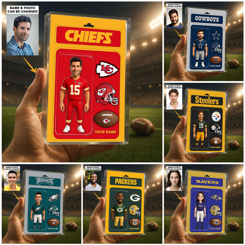 NFL All Team Acrylic Block Plaque Upload Your Photo Choose Any Teams Custom Name Gift For Fans
