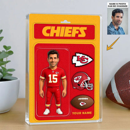 NFL All Team Acrylic Block Plaque Upload Your Photo Choose Any Teams Custom Name Gift For Fans