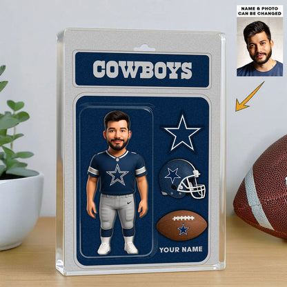 NFL All Team Acrylic Block Plaque Upload Your Photo Choose Any Teams Custom Name Gift For Fans