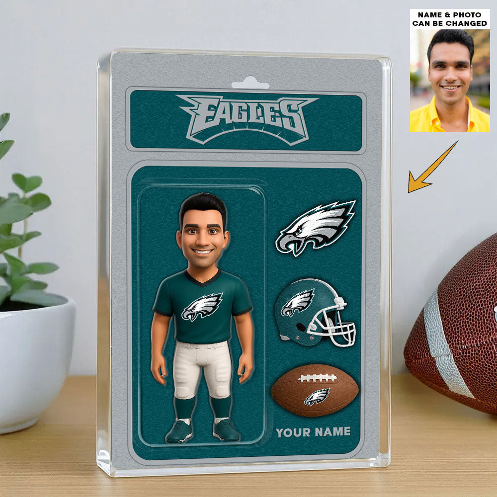 NFL All Team Acrylic Block Plaque Upload Your Photo Choose Any Teams Custom Name Gift For Fans