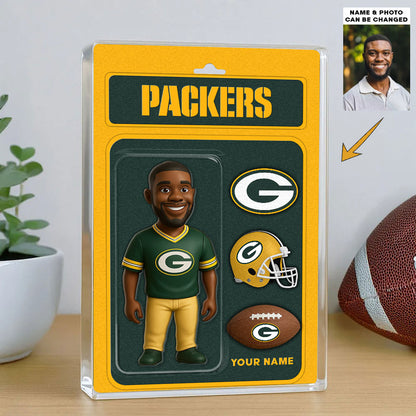 NFL All Team Acrylic Block Plaque Upload Your Photo Choose Any Teams Custom Name Gift For Fans