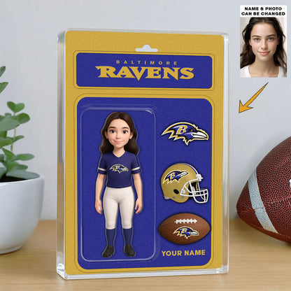 NFL All Team Acrylic Block Plaque Upload Your Photo Choose Any Teams Custom Name Gift For Fans