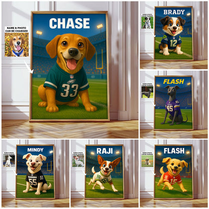 NFL All Team Cute Pet Poster Upload Any Photo Custom Name Choose Team You Love Gift For Fan