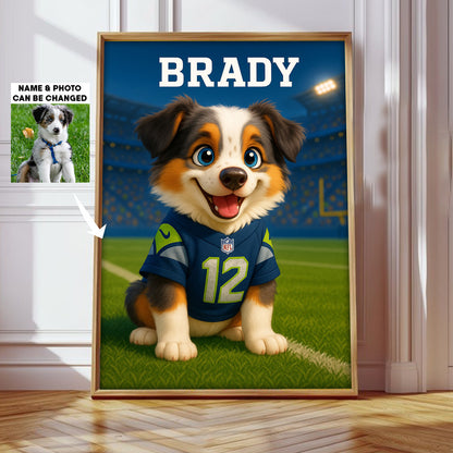 NFL All Team Cute Pet Poster Upload Any Photo Custom Name Choose Team You Love Gift For Fan
