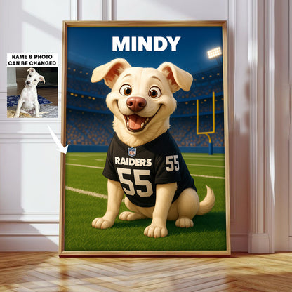 NFL All Team Cute Pet Poster Upload Any Photo Custom Name Choose Team You Love Gift For Fan