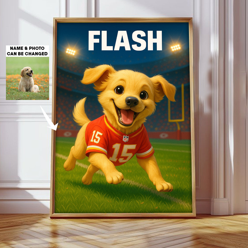 NFL All Team Cute Pet Poster Upload Any Photo Custom Name Choose Team You Love Gift For Fan