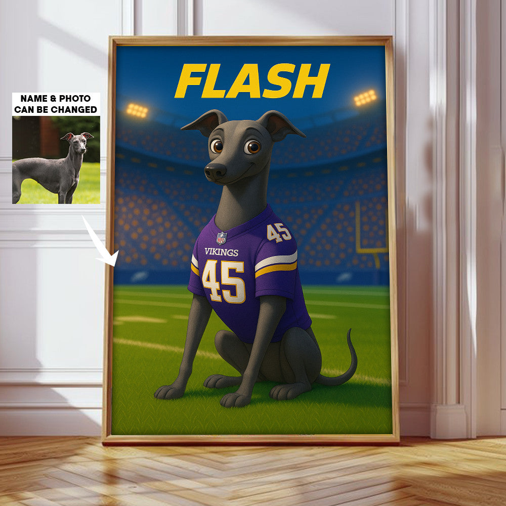 NFL All Team Cute Pet Poster Upload Any Photo Custom Name Choose Team You Love Gift For Fan