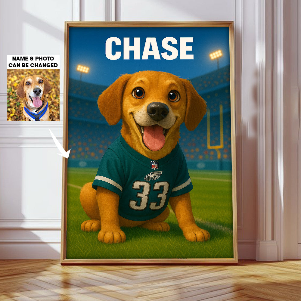 NFL All Team Cute Pet Poster Upload Any Photo Custom Name Choose Team You Love Gift For Fan