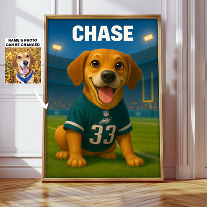 NFL All Team Cute Pet Poster Upload Any Photo Custom Name Choose Team You Love Gift For Fan