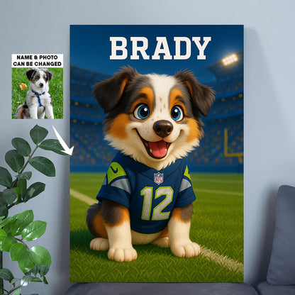 NFL All Team Cute Pet Poster Upload Any Photo Custom Name Choose Team You Love Gift For Fan