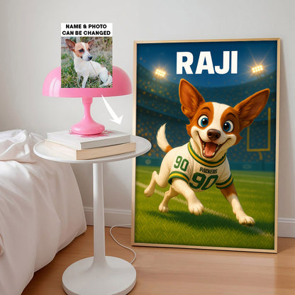 NFL All Team Cute Pet Poster Upload Any Photo Custom Name Choose Team You Love Gift For Fan