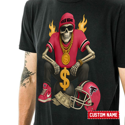 American Football Cool Skeleton Black Tshirt Personlized Name Gift For Fan 25