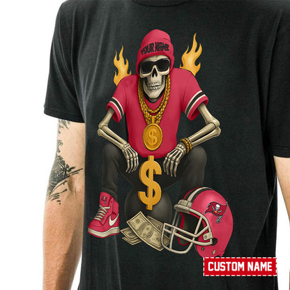 American Football Cool Skeleton Black Tshirt Personlized Name Gift For Fan 28