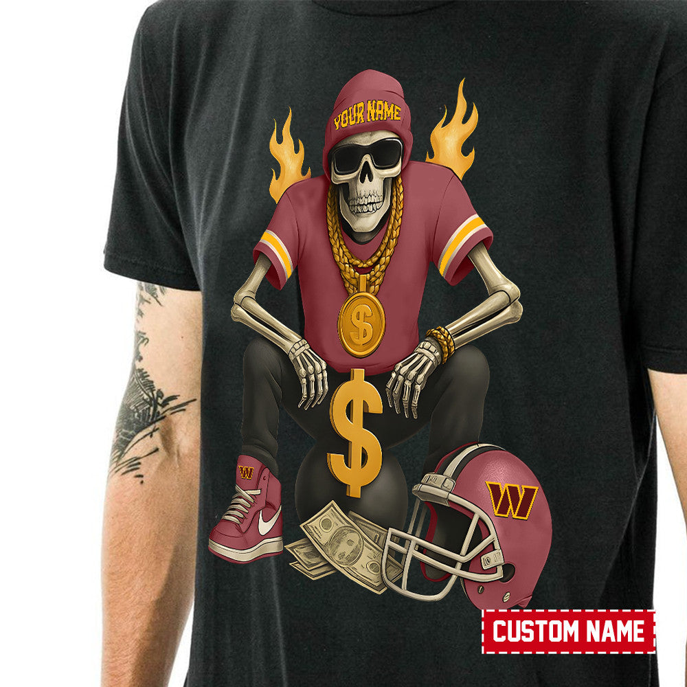 American Football Cool Skeleton Black Tshirt Personlized Name Gift For Fan 20