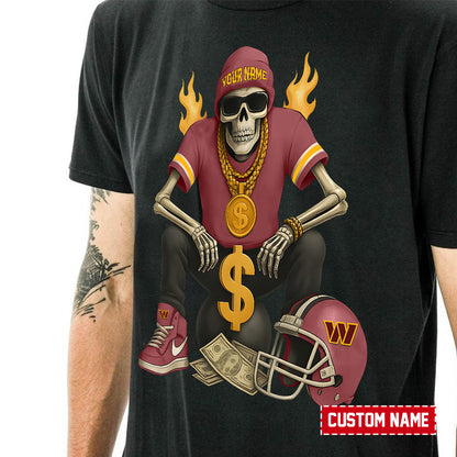 American Football Cool Skeleton Black Tshirt Personlized Name Gift For Fan 20