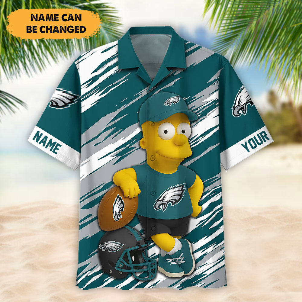 NFL And Cartoon Character Simps Hawaiian Shirt Custom Name Best Gift For Fan 11