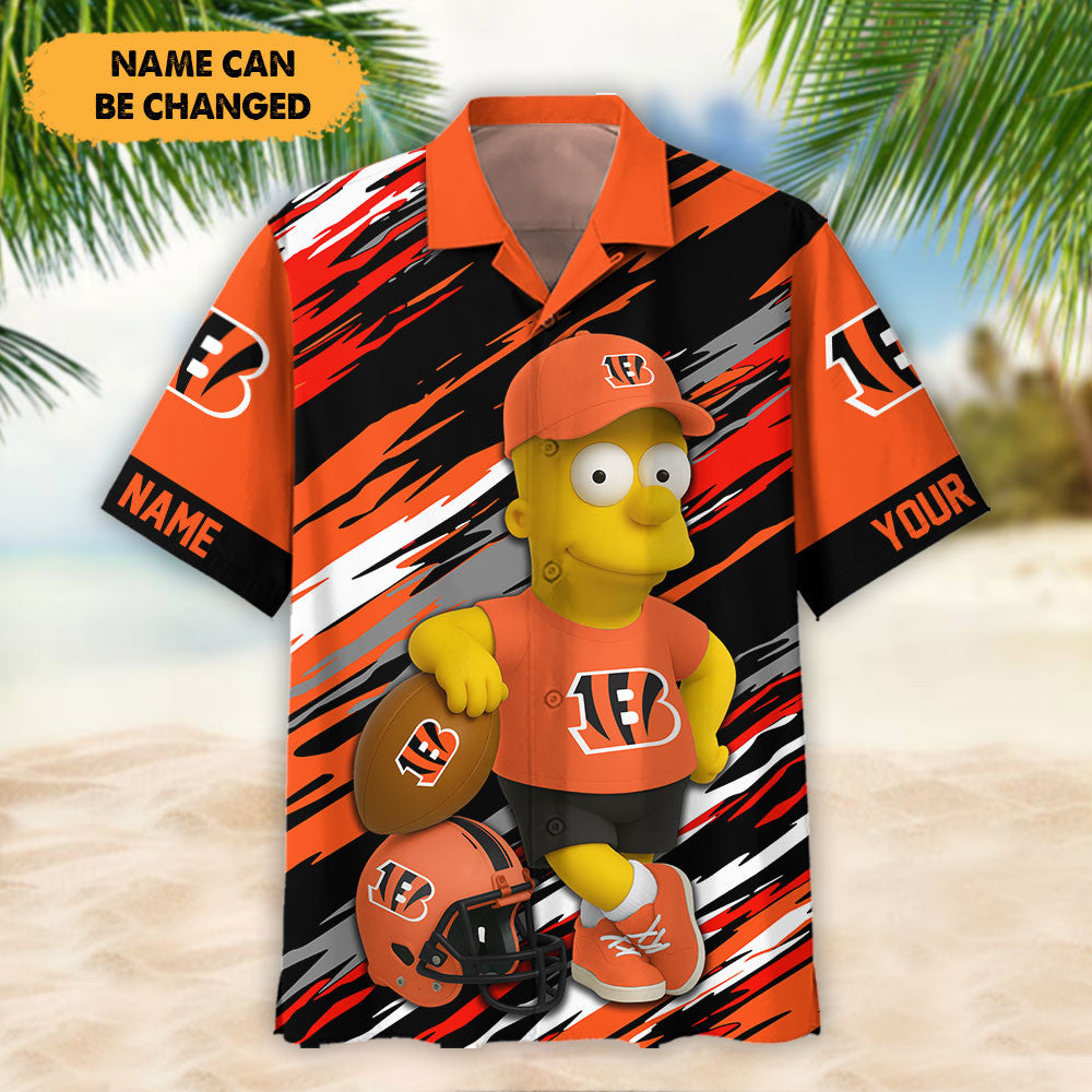 NFL And Cartoon Character Simps Hawaiian Shirt Custom Name Best Gift For Fan 03