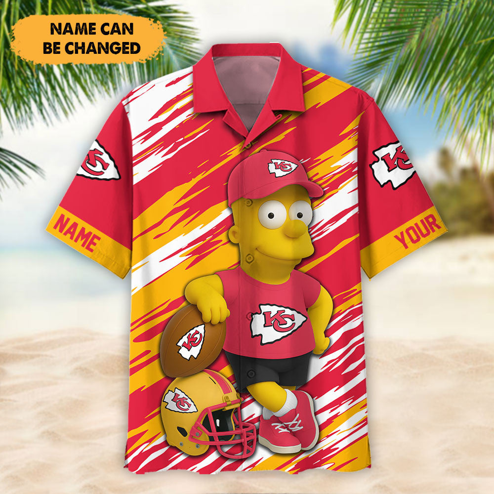 NFL And Cartoon Character Simps Hawaiian Shirt Custom Name Best Gift For Fan 07