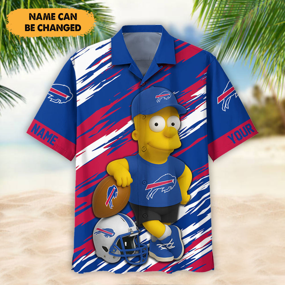 NFL And Cartoon Character Simps Hawaiian Shirt Custom Name Best Gift For Fan 04