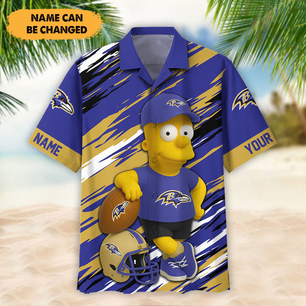 NFL And Cartoon Character Simps Hawaiian Shirt Custom Name Best Gift For Fan 19