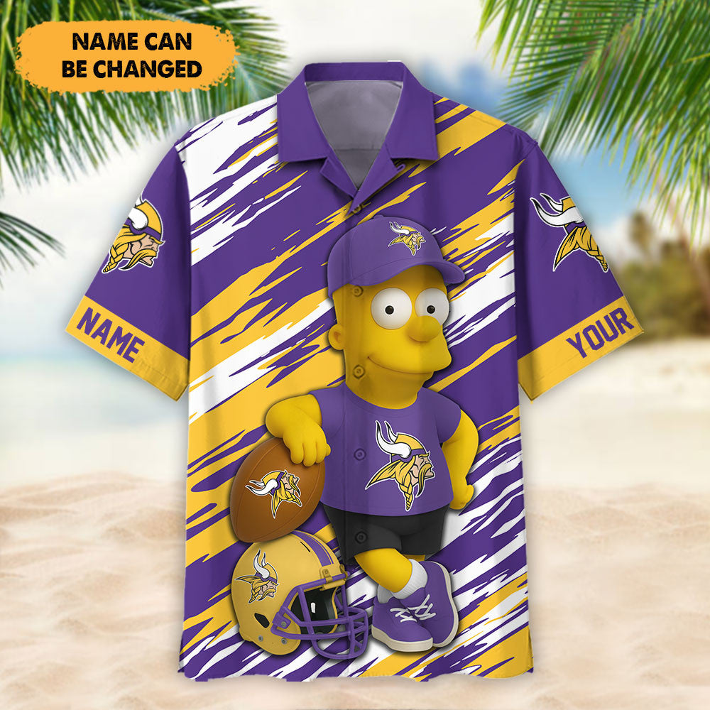NFL And Cartoon Character Simps Hawaiian Shirt Custom Name Best Gift For Fan 24