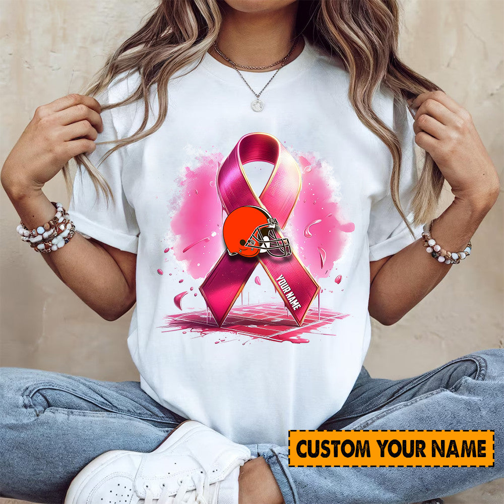 American Football Pink Cancer Shirt Custom Any Name Gift For Fan 07