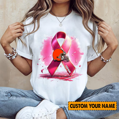 American Football Pink Cancer Shirt Custom Any Name Gift For Fan 07