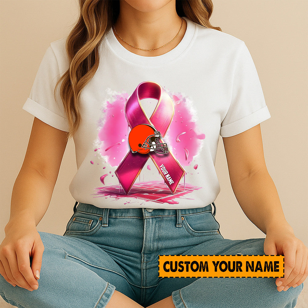 American Football Pink Cancer Shirt Custom Any Name Gift For Fan 07