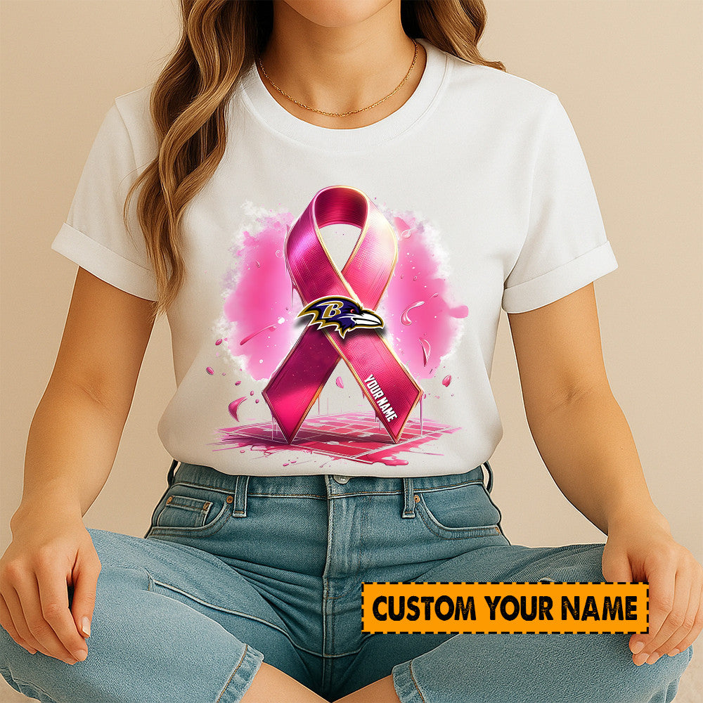 American Football Pink Cancer Shirt Custom Any Name Gift For Fan 05