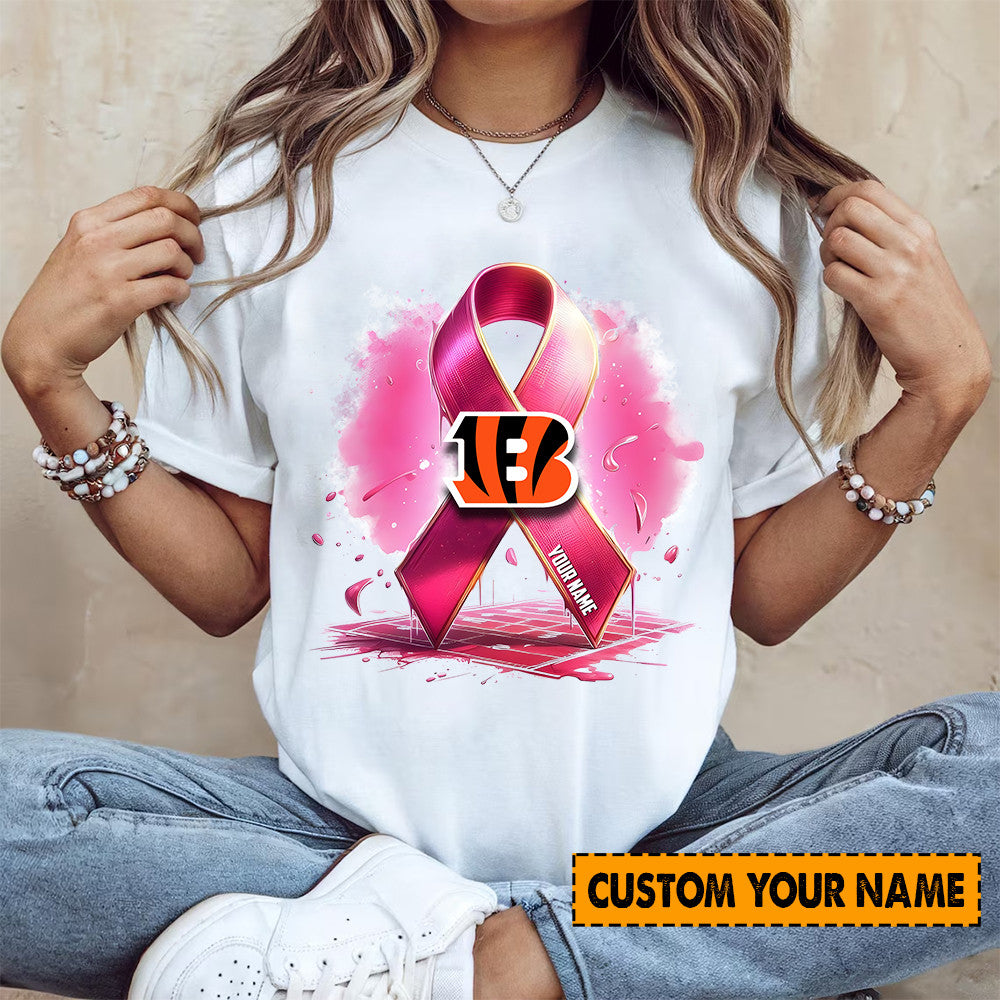American Football Pink Cancer Shirt Custom Any Name Gift For Fan 06