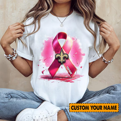 American Football Pink Cancer Shirt Custom Any Name Gift For Fan 27
