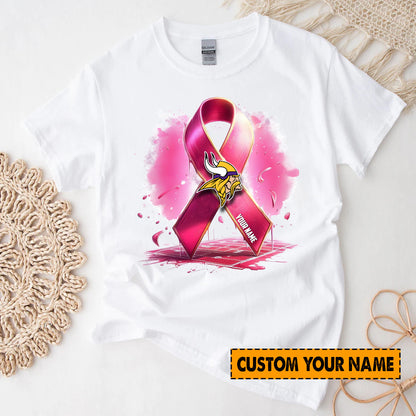 American Football Pink Cancer Shirt Custom Any Name Gift For Fan 24