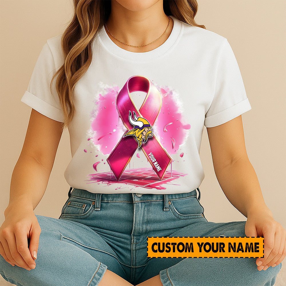American Football Pink Cancer Shirt Custom Any Name Gift For Fan 24