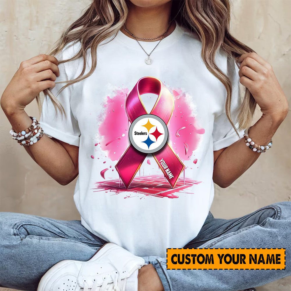 American Football Pink Cancer Shirt Custom Any Name Gift For Fan 08