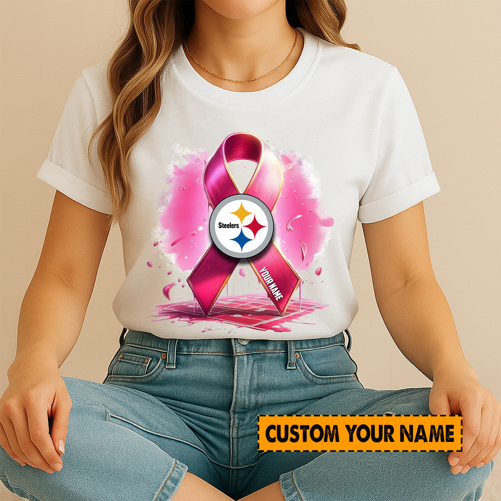 American Football Pink Cancer Shirt Custom Any Name Gift For Fan 08