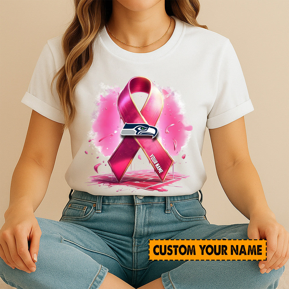 American Football Pink Cancer Shirt Custom Any Name Gift For Fan 32