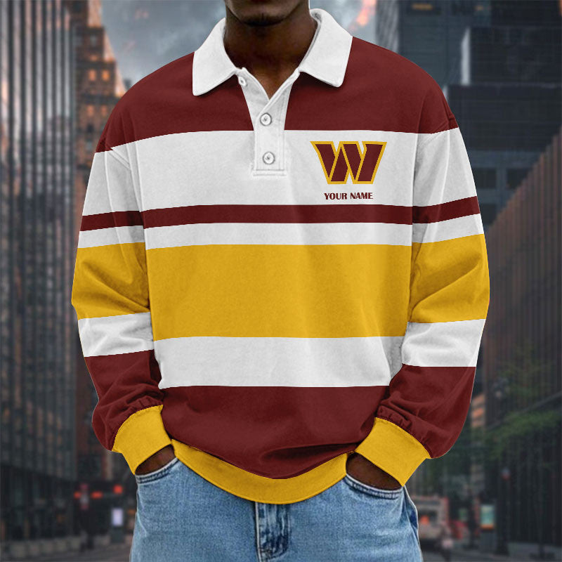 NFL Special Style Men Long Sleeves Polo Shirt Custom Name Gift For Fan 32