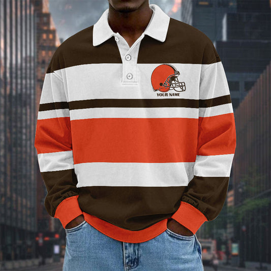 NFL Special Style Men Long Sleeves Polo Shirt Custom Name Gift For Fan 09