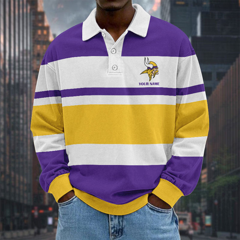 NFL Special Style Men Long Sleeves Polo Shirt Custom Name Gift For Fan 07