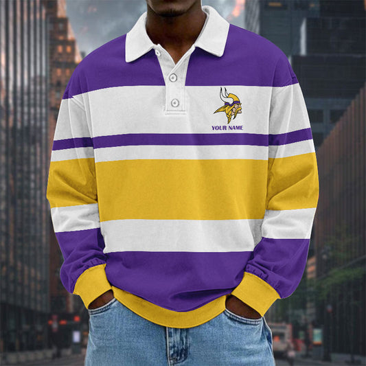 NFL Special Style Men Long Sleeves Polo Shirt Custom Name Gift For Fan 07