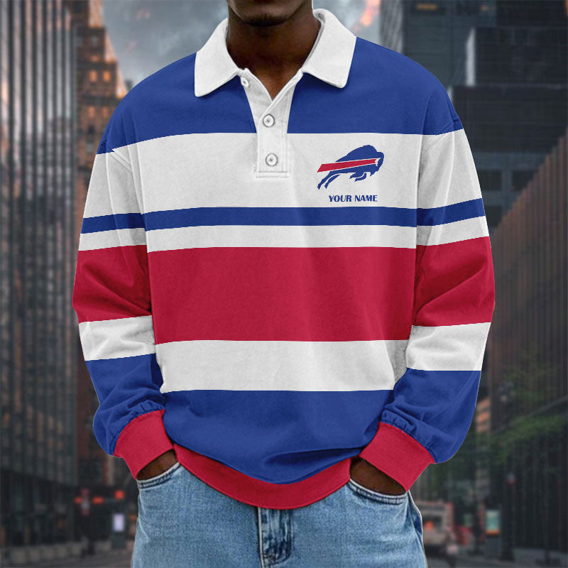 NFL Special Style Men Long Sleeves Polo Shirt Custom Name Gift For Fan 04