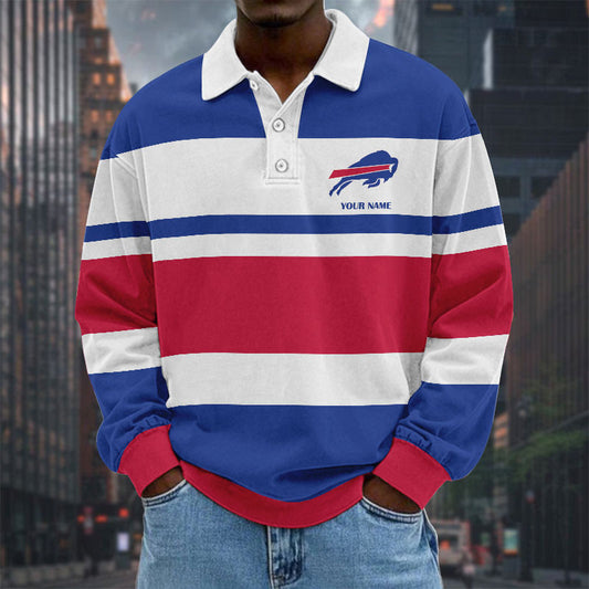 NFL Special Style Men Long Sleeves Polo Shirt Custom Name Gift For Fan 04