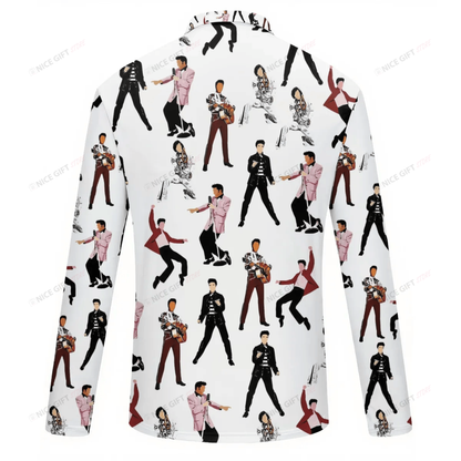 Elvis Presley Women's Quarter Zip Sport Shirt With Long Sleeve Nicegift WQZS-M4F8D2