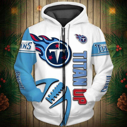 Tennessee Titans NFL Men's Casual Zipper Hooded Sweatshirts