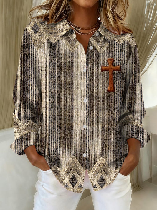 Women's Faith Art Print Linen Top