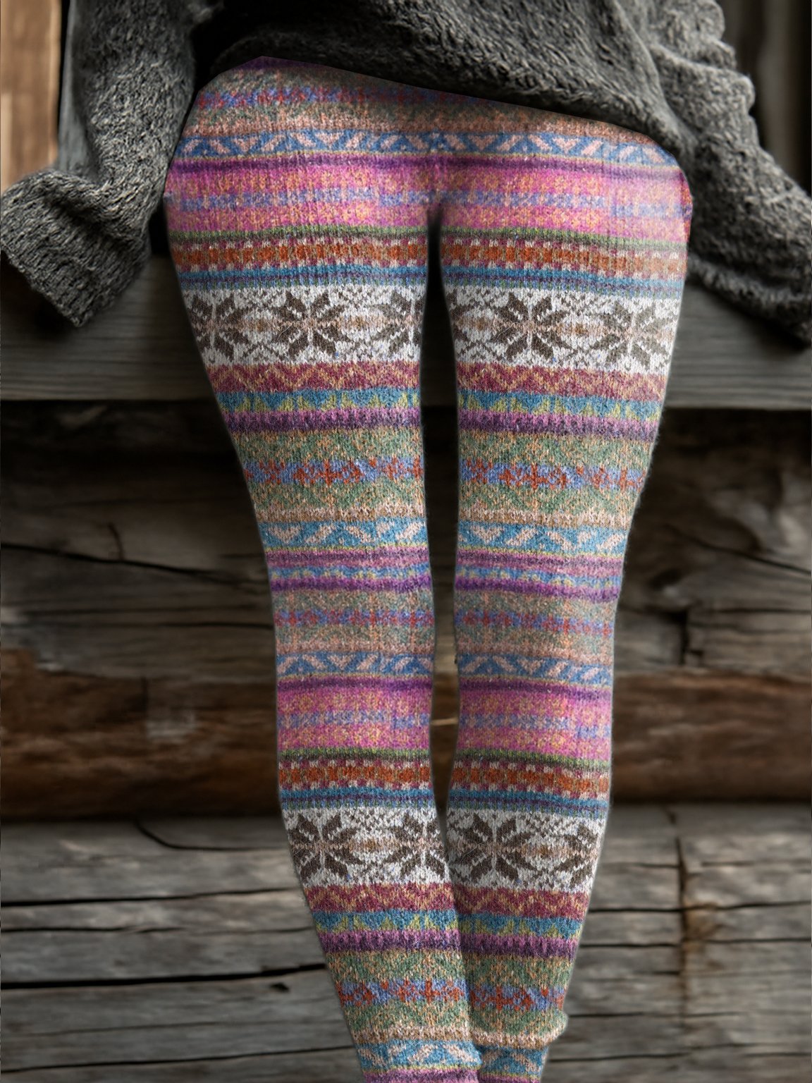 Women's Retro Pink Art Print Leggings