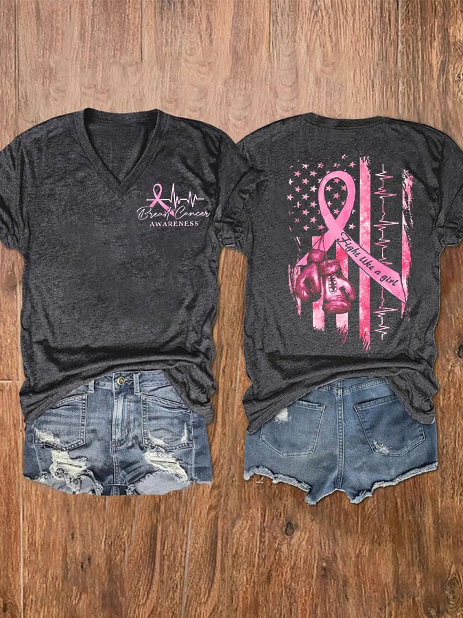 Women's Breast Cancer Awareness Casual Short Sleeve T-Shirt