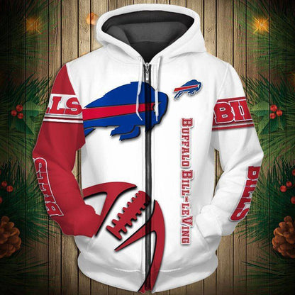 Buffalo Bills  Men's Casual Zipper Hooded Sweatshirts