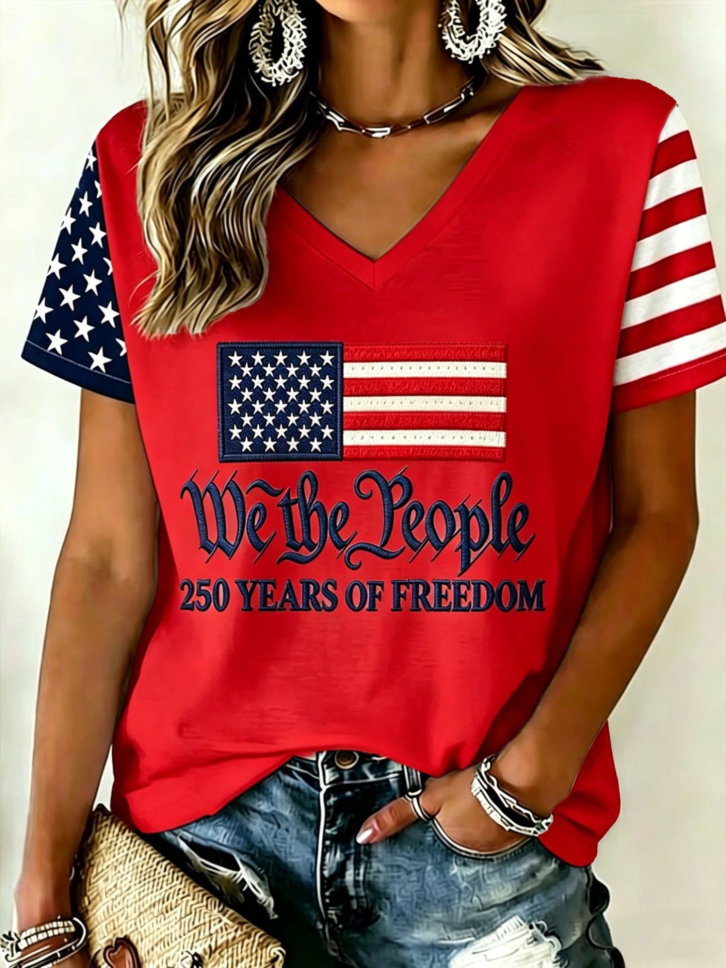 Women's U.S. Founding 250th Anniversary V-Neck T-Shirt