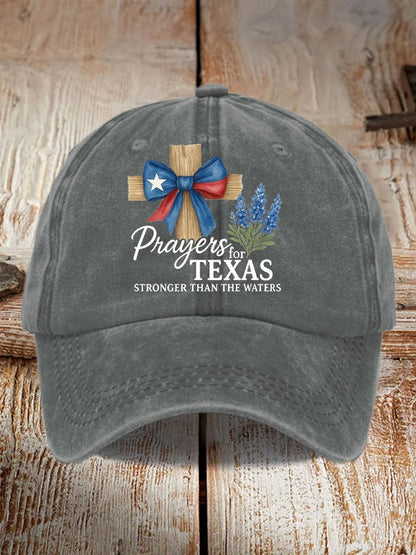 🙏💔Join us in praying for Texas.🙏Retro Texas Strong Prayers For Texas Stronger Than The Waters Print Baseball Cap